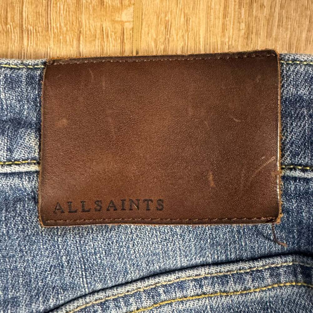 AllSaints Cigarette Skinny Jeans Blue Distressed Wash Mid Rise W28 Denim - Picture 8 of 9